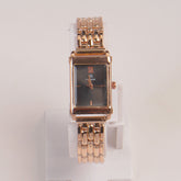 Woman Rosegold Chain Watch Black