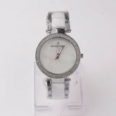 Women Chain Wrist Watch Marble Shade Silver White