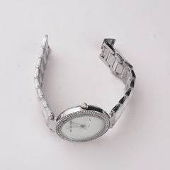 Women Chain Wrist Watch Marble Shade Silver White
