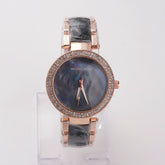 Women Chain Wrist Watch Marble Shade Rosegold Black