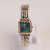 Two Tone Woman Chain Watch Green