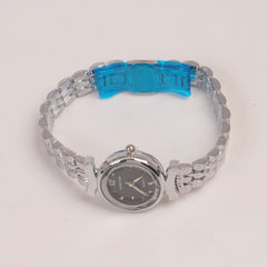 Silver Woman  Chain Watch Black Dial
