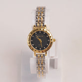 Two Tone Woman Chain Watch Black Dial