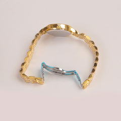 Two Tone Woman  Chain Watch Green Dial