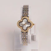Two Tone Woman Chain Watch Silver Dial