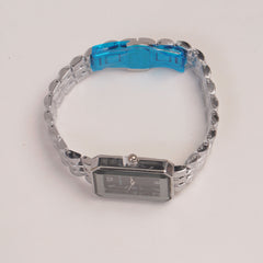 Silver Woman Chain Watch Black Dial
