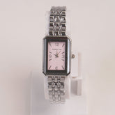 Silver Woman Chain Watch Pink Dial