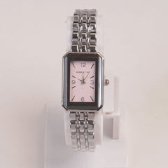 Silver Woman Chain Watch Pink Dial