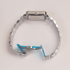 Silver Woman Chain Watch Pink Dial