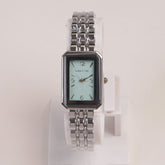 Silver Woman Chain Watch Cyan Dial