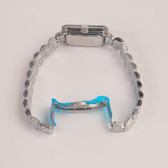 Silver Woman Chain Watch Cyan Dial