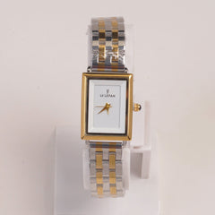 Two Tone Woman Chain Watch  White Dial