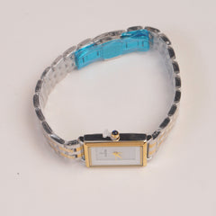 Two Tone Woman Chain Watch  White Dial