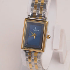 Two Tone Woman Chain Watch  Blue Dial