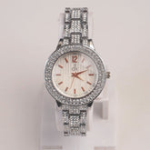 Woman Silver Chain Watch White Dial