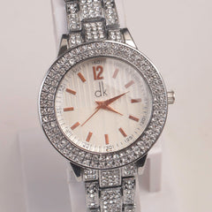 Woman Silver Chain Watch White Dial