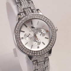 Woman Silver Chain Watch Silver Dial