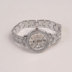 Woman Silver Chain Watch Silver Dial