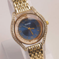 Woman Golden Chain Watch Blue Dial