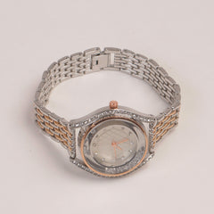 Two Tone Woman Chain Watch White Dial