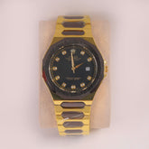Two Tone Mans Chain Wrist Watch Black Dial