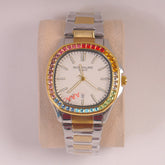 Two Tone Mans Chain Wrist Watch White Dial
