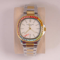 Two Tone Mans Chain Wrist Watch White Dial