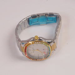 Two Tone Mans Chain Wrist Watch White Dial