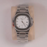 Mans Silver Chain Wrist Watch White Dial