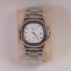 Mans Silver Chain Wrist Watch White Dial