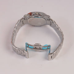 Mans Silver Chain Wrist Watch White Dial