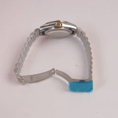 Two Tone Silver Chain Womans Watch Red