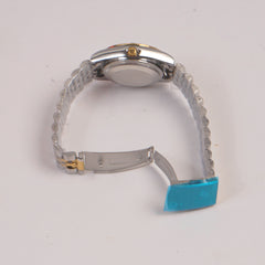 Two Tone Silver Chain Womans Watch Green