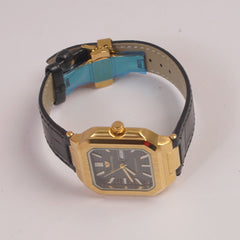 Man's Wrist Watch Black Dial with Black Straps