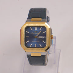 Man's Wrist Watch Blue Dial with Black Straps