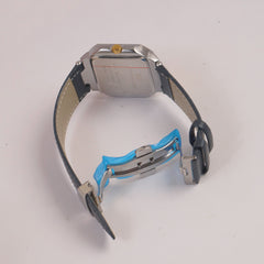 Man's Wrist Watch Blue Dial with Black Straps