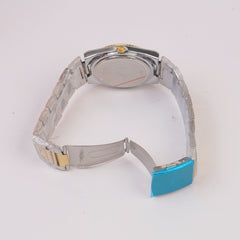 Two Tone Mans Chain Wrist Watch Silver Dial