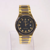 Two Tone Mans Chain Wrist Watch Black Dial