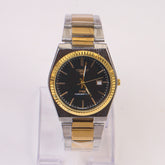 Two Tone Mans Chain Wrist Watch Black Dial