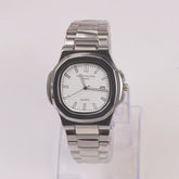 Mans Silver Chain Wrist Watch White Dial