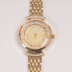 Woman Golden Chain Watch Golden Stone Dial