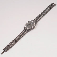 Woman Black Chain Watch Black Stone Style