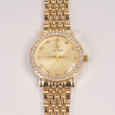Woman Golden Chain Watch Golden Dial Stone