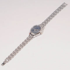 Woman Silver Chain Watch Blue Dial Stone