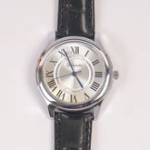 Woman Silver Dial Watch with Leather Straps