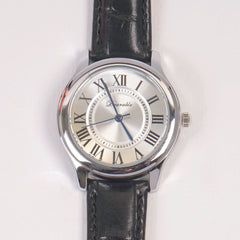 Woman Silver Dial Watch with Leather Straps