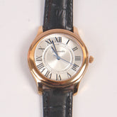 Woman Rosegold Dial Watch with Leather Straps Black