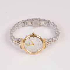 Two Tone Woman Silver Chain Watch Silver Dial