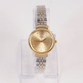 Two Tone Woman Silver Chain Watch Golden Dial