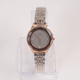 Two Tone Woman Silver Chain Watch Rosegold Grey